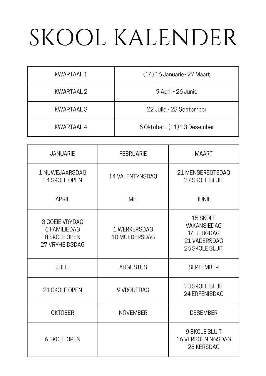 Daycare / Dagsorg Beplanners 2026 (Kleuterskool - Gr RR)