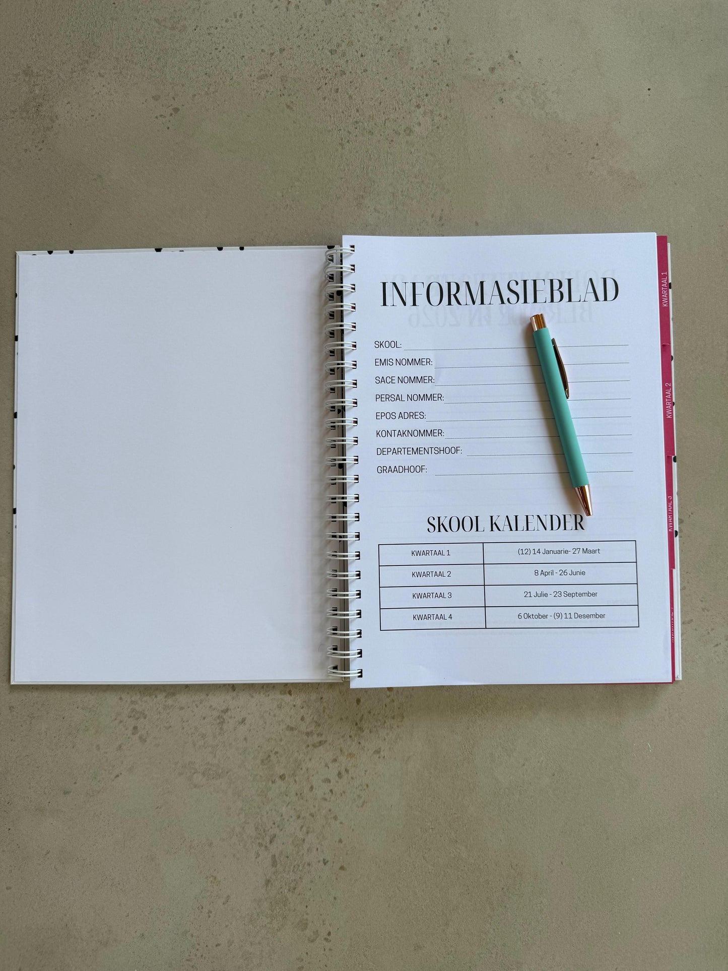 Onderwyser Beplanner 2026 - A4