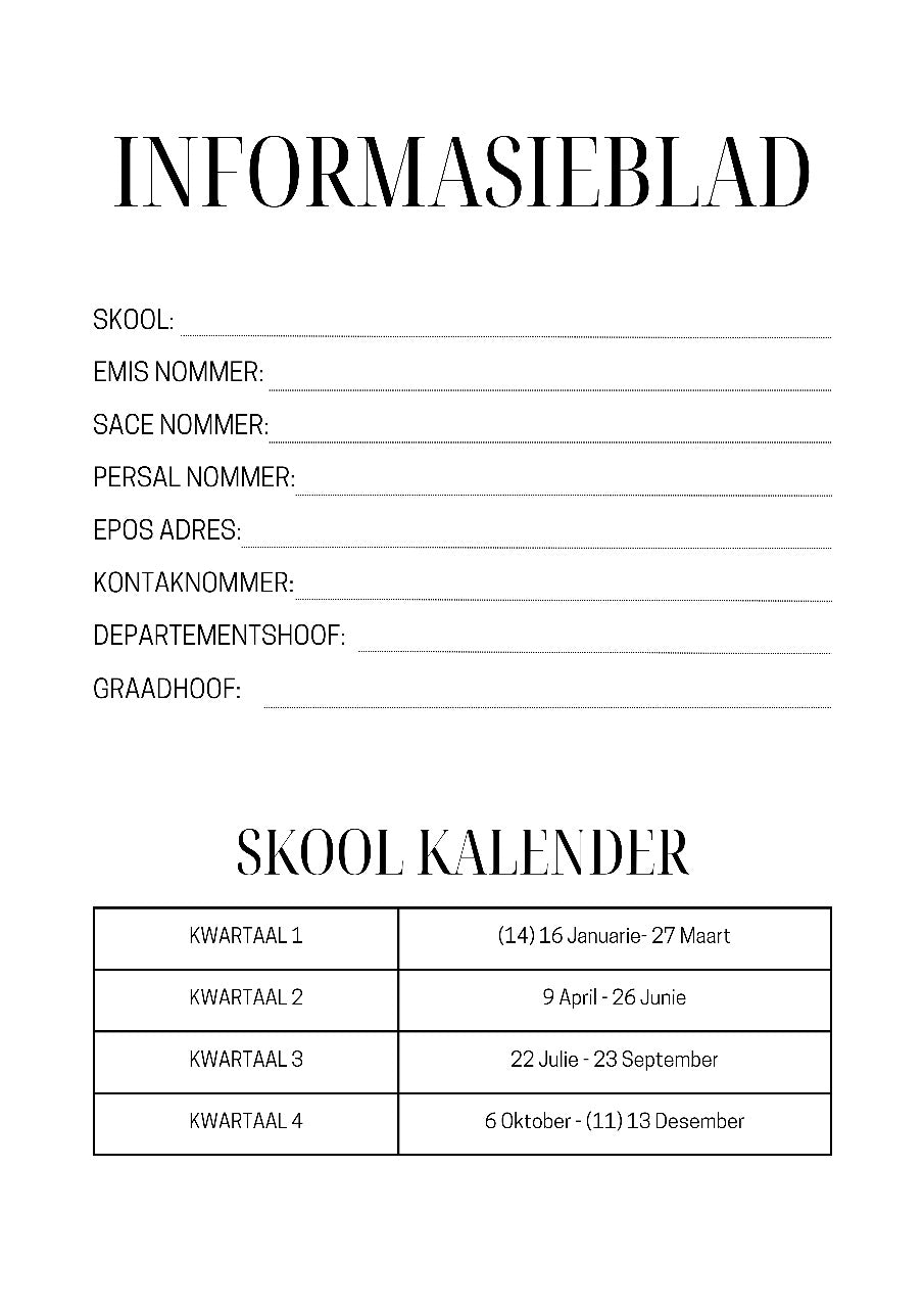 Onderwyser Beplanner 2026 - A4